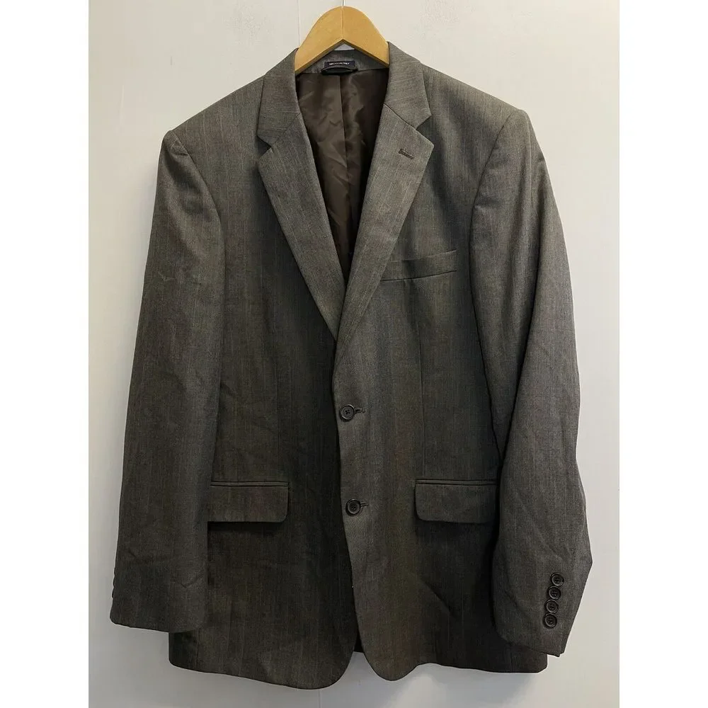 SADDLEBRED Men's Size 44L Sport Coat ‎ Blazer Suit Jacket Grey Brown Stripe